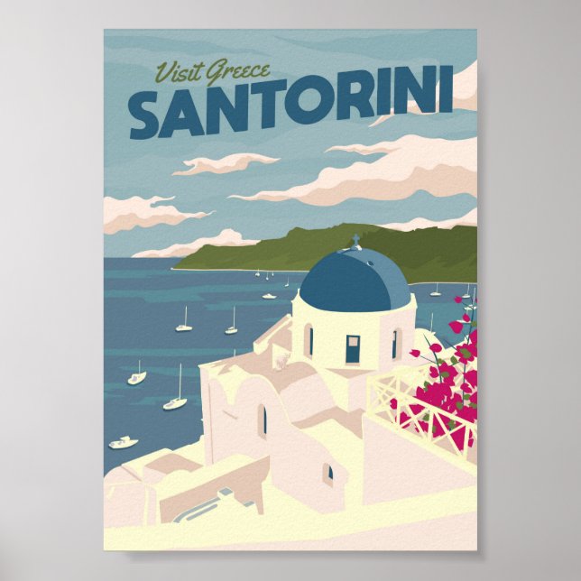 Santorin - Poster Vintage voyage (Devant)