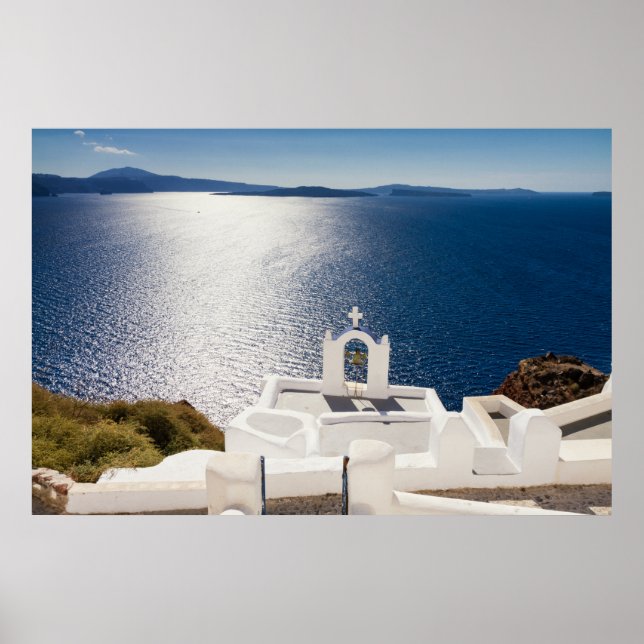 Santorini - Bell tower at Oia poster (Devant)