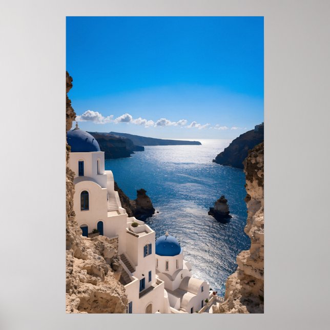 Santorini Blue Horizon Poster (Devant)