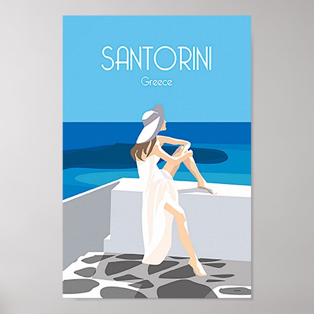 Santorini Greece vintage travel poster (Devant)