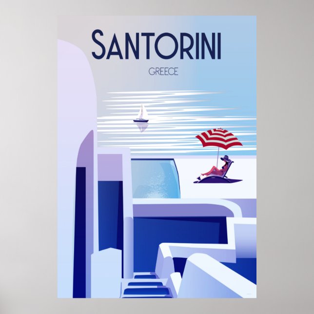 Santorini vintage travel poster (Devant)