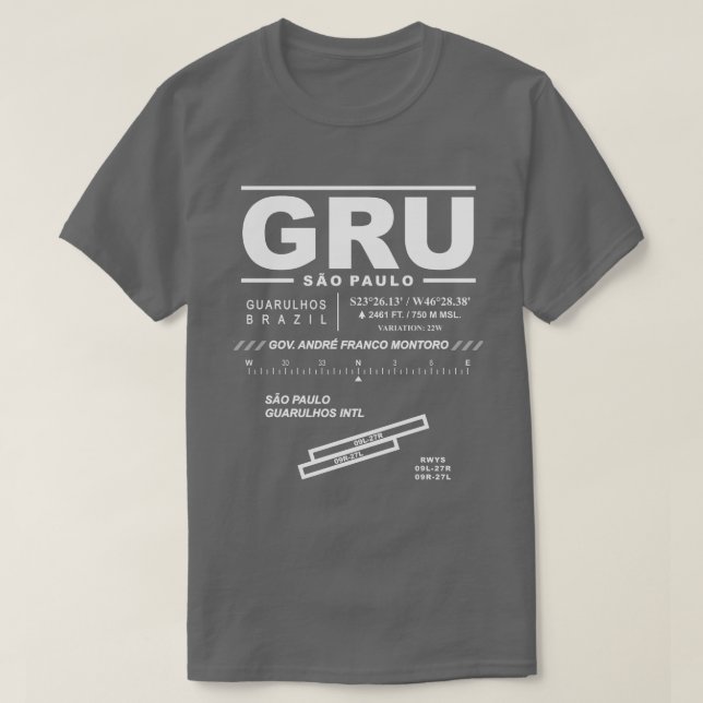 Sao Paulo Guarulhos Int'l Airport GRU T-Shirt (Design devant)
