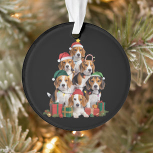 Sapin de Noël Beagle avec chapeau de Père Noël Mam