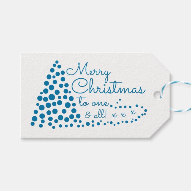 Sapin de Noël bleu, étiquettes de cadeaux de Noël (Devant (Horizontal))