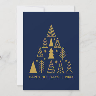 Sapin de Noël Bleu Nuit et Or   Carte de Fêtes 