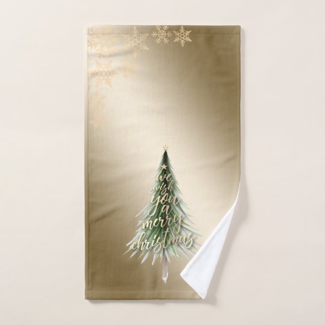 Sapin de Noël, flocons de neige  (Serviette à main)
