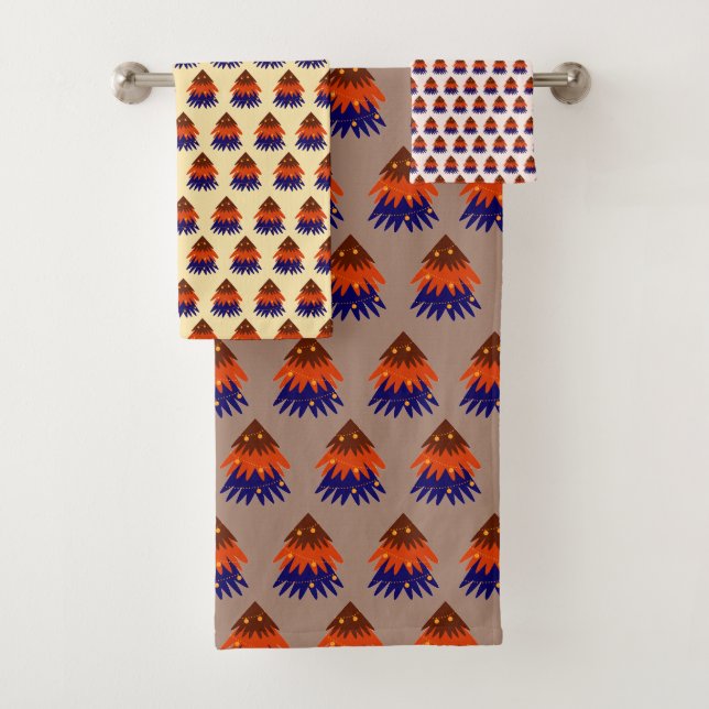 Sapin de Noël multicolore - Ensemble de serviettes (En situation)