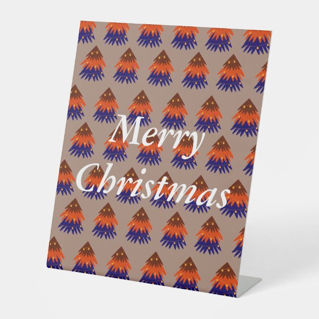 Sapin de Noël multicolore - Panneau sur socle (Recto)