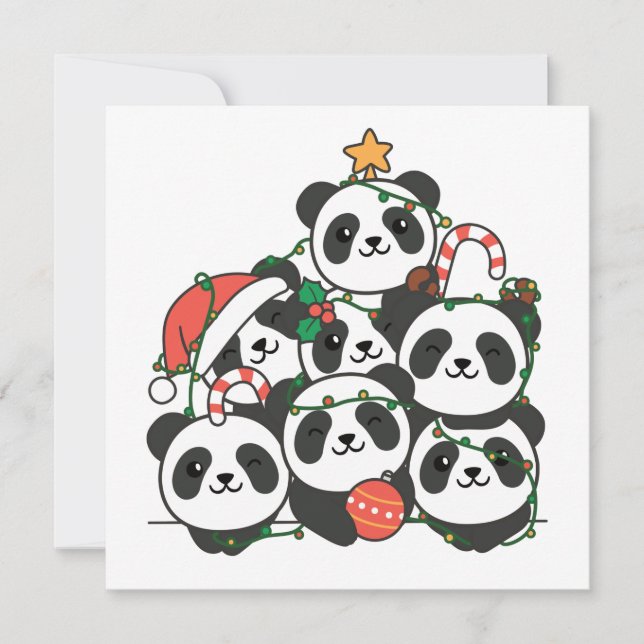 Sapin de Noël Panda Invitation Animaux drôles de N (Devant)