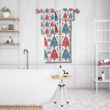 Sapin de Noël rouge et bleu, art populaire scandin
