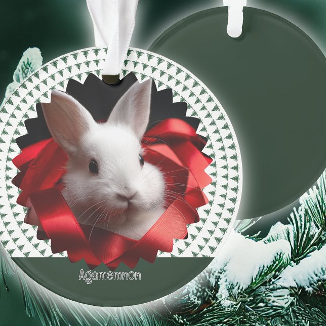 Sapin de Noël ruban rouge lapin blanc (Créateur téléchargé)