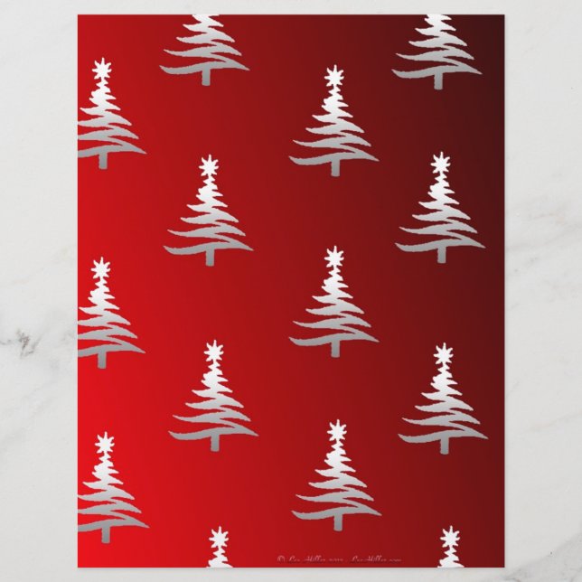 Sapins de Noël Argent sur Rouge (Devant)