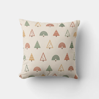 Sapins de Noël Boho Coussin de Jeté en Terracotta