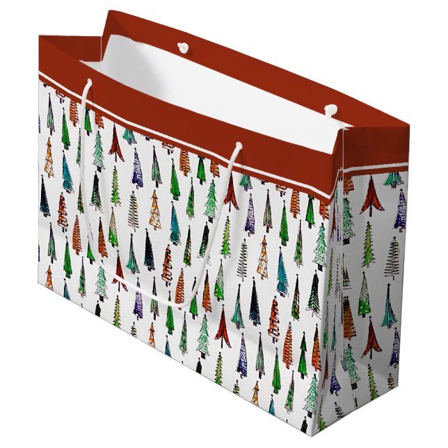Sapins de Noël grand sac cadeau (Devant Angle)