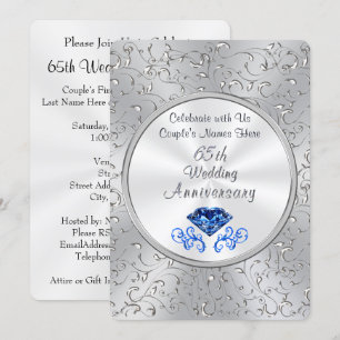 Sapphire 65e anniversaire Mariage Invitations