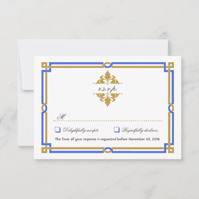 Sapphire Art Déco vintage & Gold RSVP (Devant)