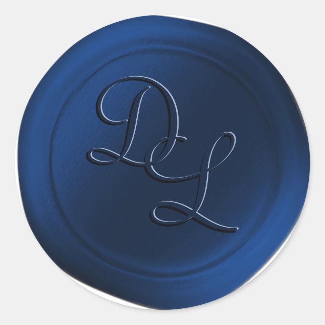 Sapphire Bleu 2 Lettre Monogramme Stickers de cire (Devant)
