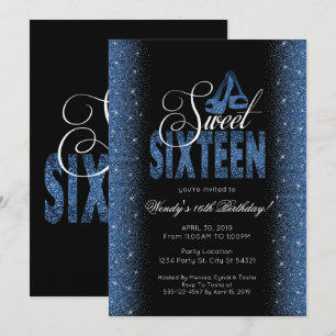 Sapphire Bleu Sweet 16 Invitations de fête