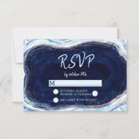 Sapphire Blue Agate Geode Wedding Réponse RSVP
