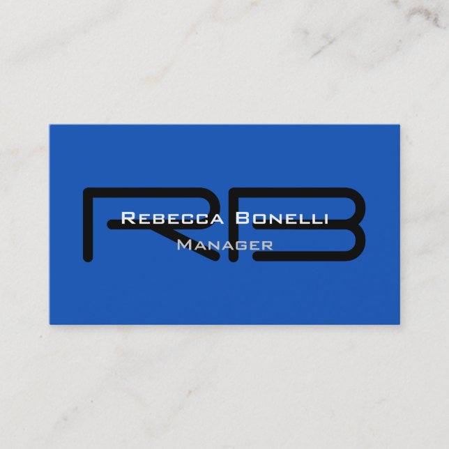 Sapphire Blue Black Monogram Manager Carte de visi (Devant)