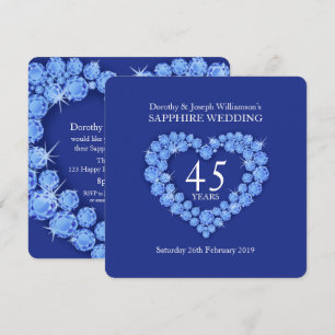 Sapphire coeur mariage 45 ans invitation de fête