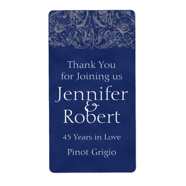 Sapphire et Argent 45e Anniversaire Vin Étiquette (Devant)