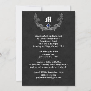 Sapphire et Monogramme argenté Invitation gothique