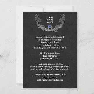Sapphire et Monogramme argenté Invitation gothique