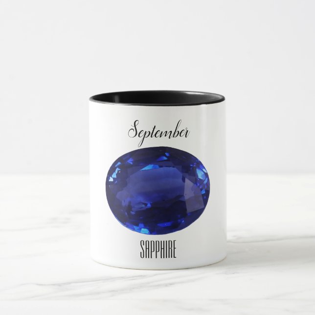 Sapphire Gem Blue Coffee Mug Septembre Birthstone (Centre)