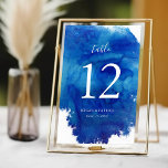 Sapphire Marée Mariage Numéro de table Nom de l'in<br><div class="desc">Cartes de numéro de table de mariage imprimées sur mesure avec un arrière - plan d'aquarelle bleu abstrait pour coordonner avec notre collection Sapphire Tide. Veuillez personnaliser chaque numéro dont vous avez besoin et ajouter chacun à votre panier individuellement pour assurer une impression précise. Utilisez les outils de conception pour...</div>