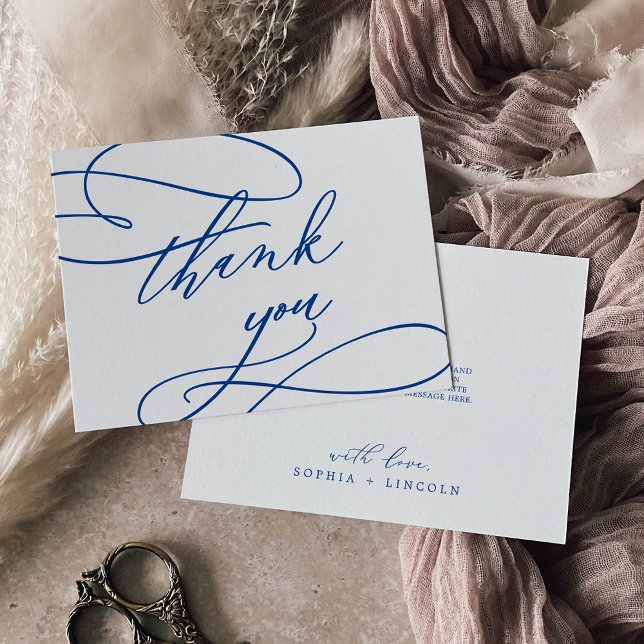 Sapphire romantique Blue Flat Mariage Carte de rem (Romantic Sapphire Blue Flat Wedding Thank You Card)