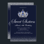 Sapphire Sweet 16 Invitations d'anniversaire<br><div class="desc">Sapphire Sweet 16 Invitations Anniversaires. Conçu avec des étincelles, parties scintillant argentée, une couronne argentée aux accents saphir pour un merveilleux Sweet 16 Anniversaire. Fabriquée pour des ados spéciaux, cette invitation en sweet sixteen de parties scintillant argent sera une introduction fabuleuse à votre journée spéciale. D'autres produits de 16 parties...</div>