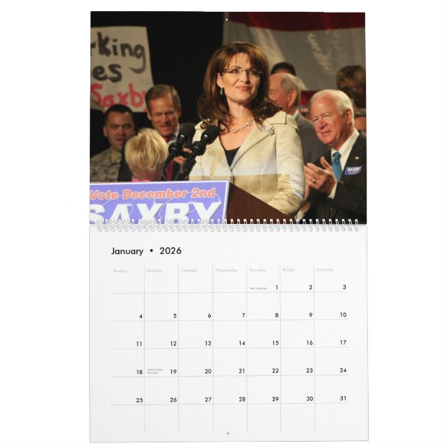 Sarah Palin - calendrier perpétuel (Jan 2026)