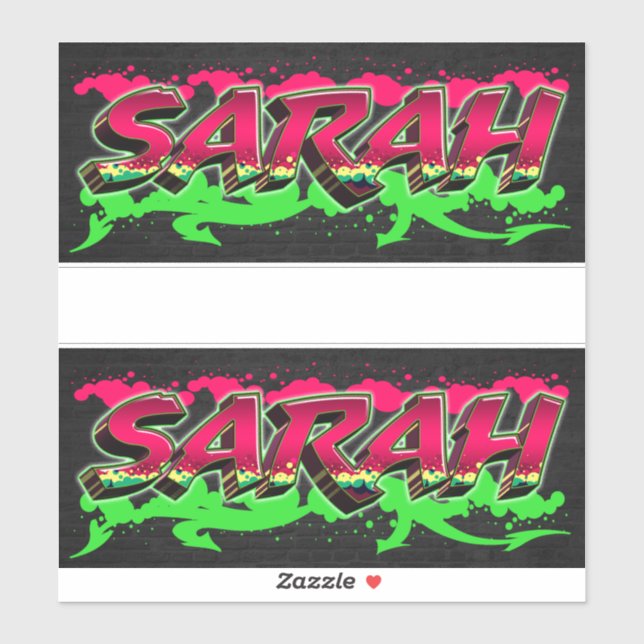 Sarah prénom nom graffiti autocollant sticker (Feuille)