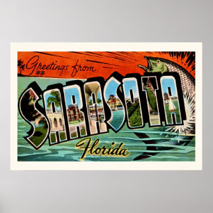 Sarasota Floride 20x30 Impression Rétro