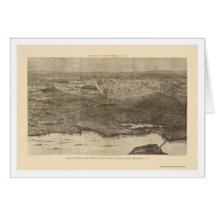 Saratoga Springs, carte panoramique de NY - 1874