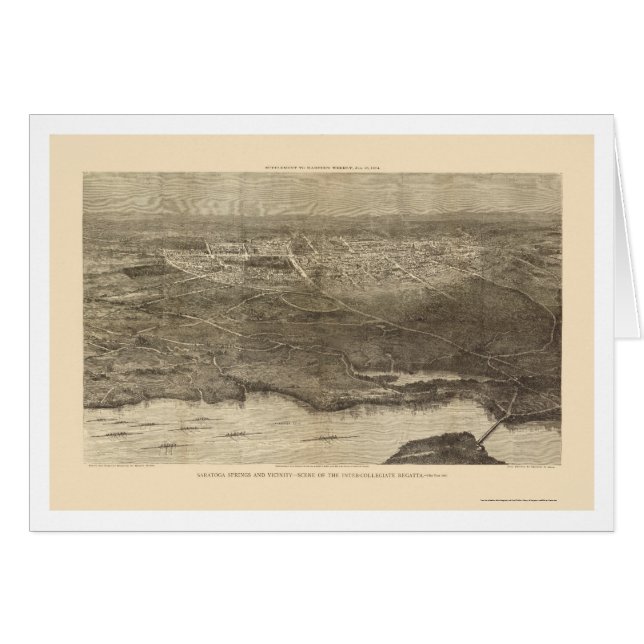 Saratoga Springs, carte panoramique de NY - 1874 (Devant horizontal)