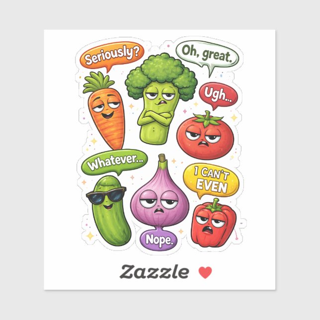 Sarcastic Vegetable Custom-Cut Vinyl Sticker (Feuille)