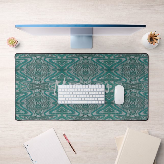 Sarcelle et gris Boho Chic Terreux Vagues de grès (Bureau 1)