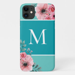 Sarcelle Monogramme couleur Coque floral-mat