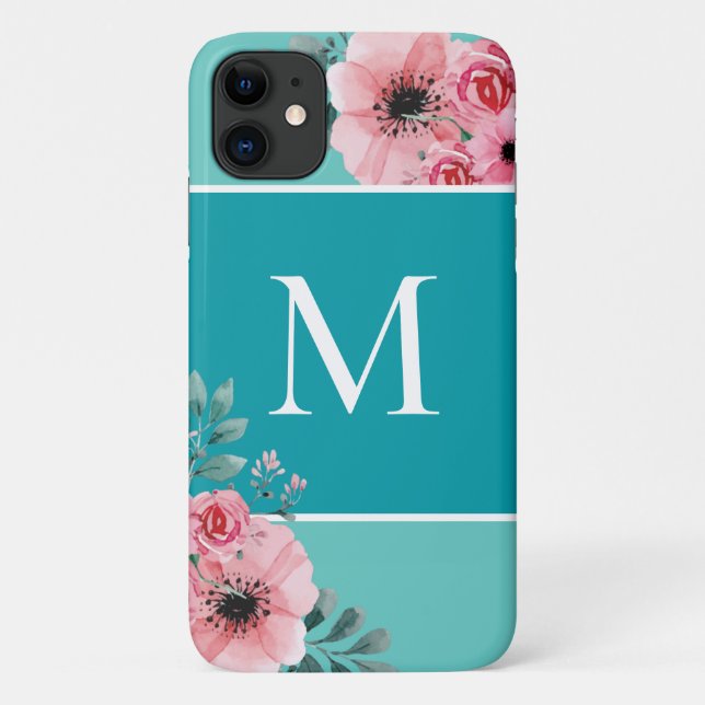 Sarcelle | Monogramme couleur Coque floral-mat (Dos)