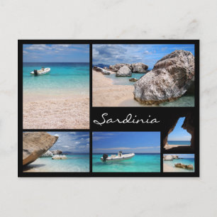 Sardaigne plages cadre noir collage carte postale