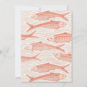 Sardines en mouvement en corail et blanc cassé
