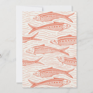 Sardines en mouvement en corail et blanc cassé