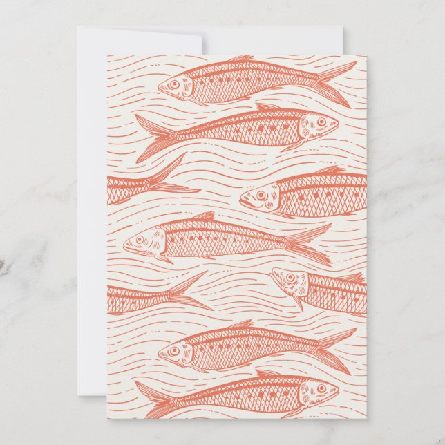 Sardines in Motion in coral and off white (Devant)