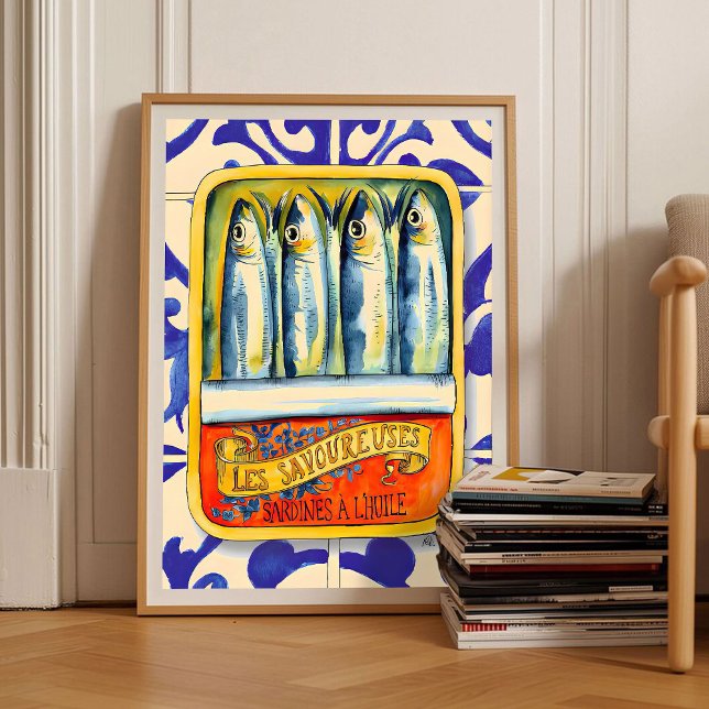 Sardines Print Sardine Tin Vintage Poster Retro  (Créateur téléchargé)
