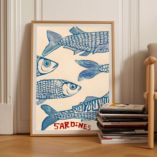 Sardines Print Sardine Tin Vintage Poster Retro Sa (Créateur téléchargé)