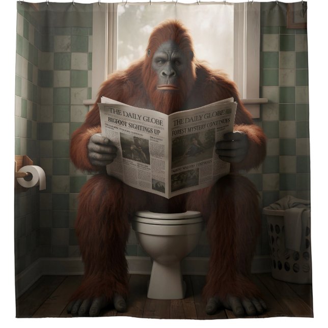 Sasquatch Avec Papier Douche Salle De Bain Rideau (Devant)