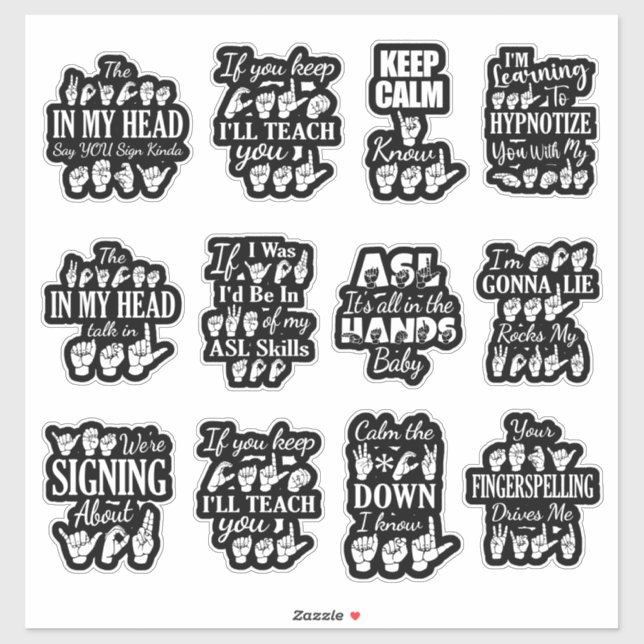 Sassy ASL Stickers - ASL Vibes (Feuille)