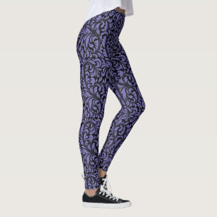 Sassy Black Paisley Imprimer sur Leggings Lavender
